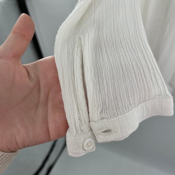 JACHS GIRLFRIEND White Peasant Blue Embroider Bodice V-neck Long Sleeve Top XS - Picture 9 of 13